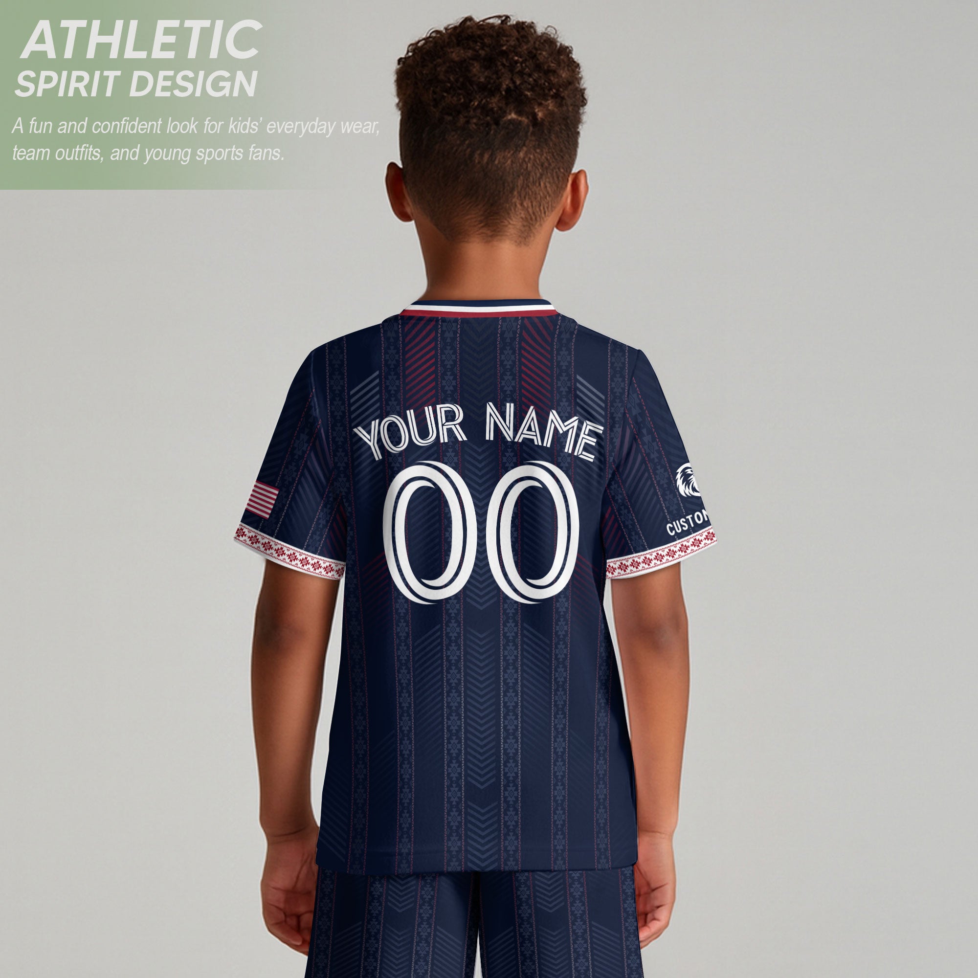 Personalized Youth Soccer Jersey Style Custom Name Number USA Kids Activewear Top