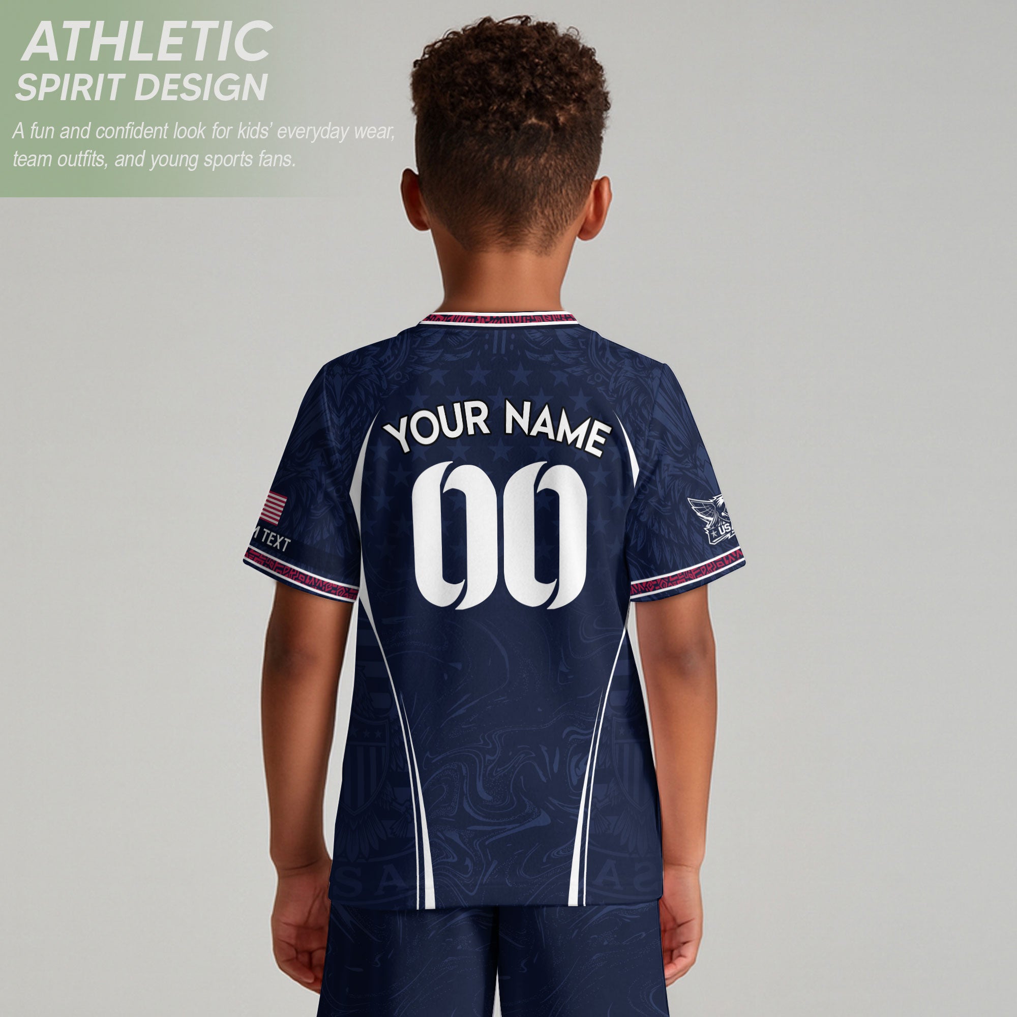 Personalized Youth Soccer Jersey Style Custom Name Number USA Kids Starry Active Top