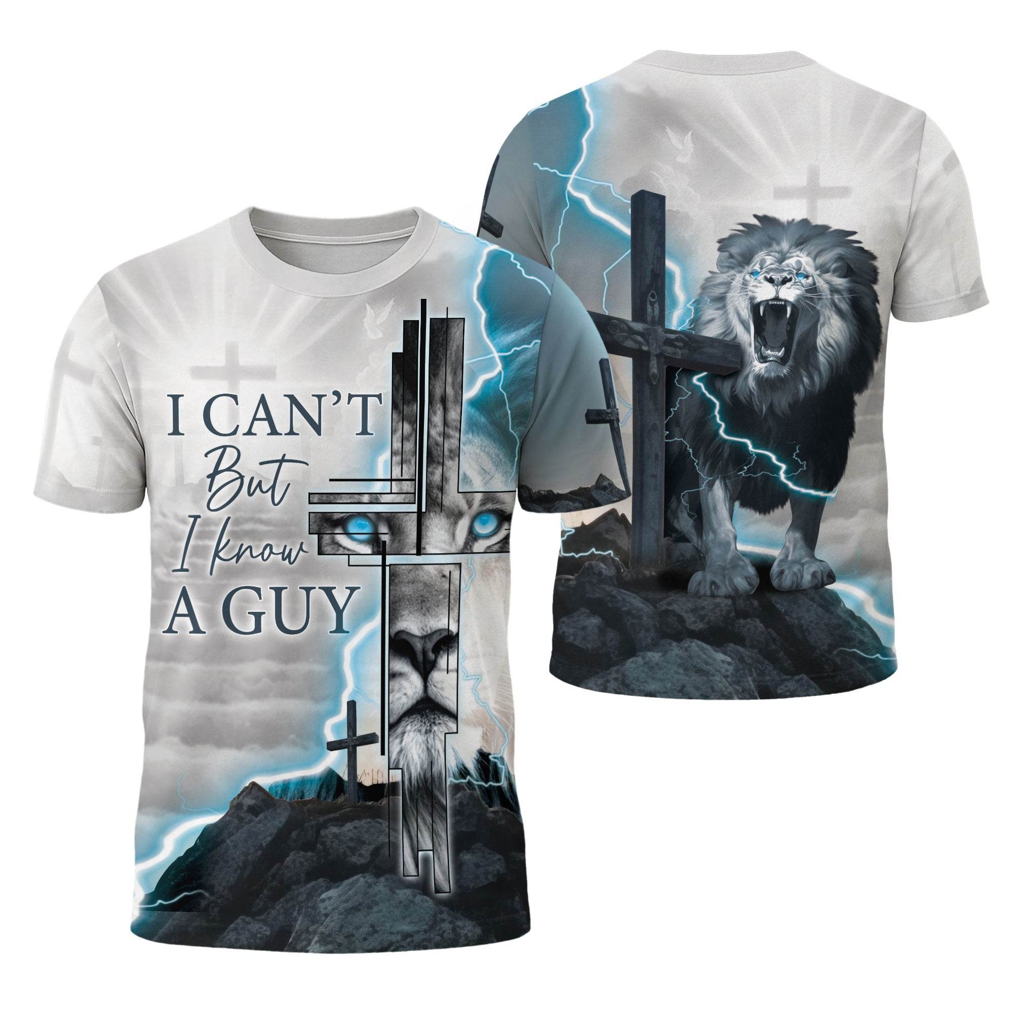 Lightning Roar – I Can’t But I Know A Guy Lion Cross T-shirt - Rust Field Wear