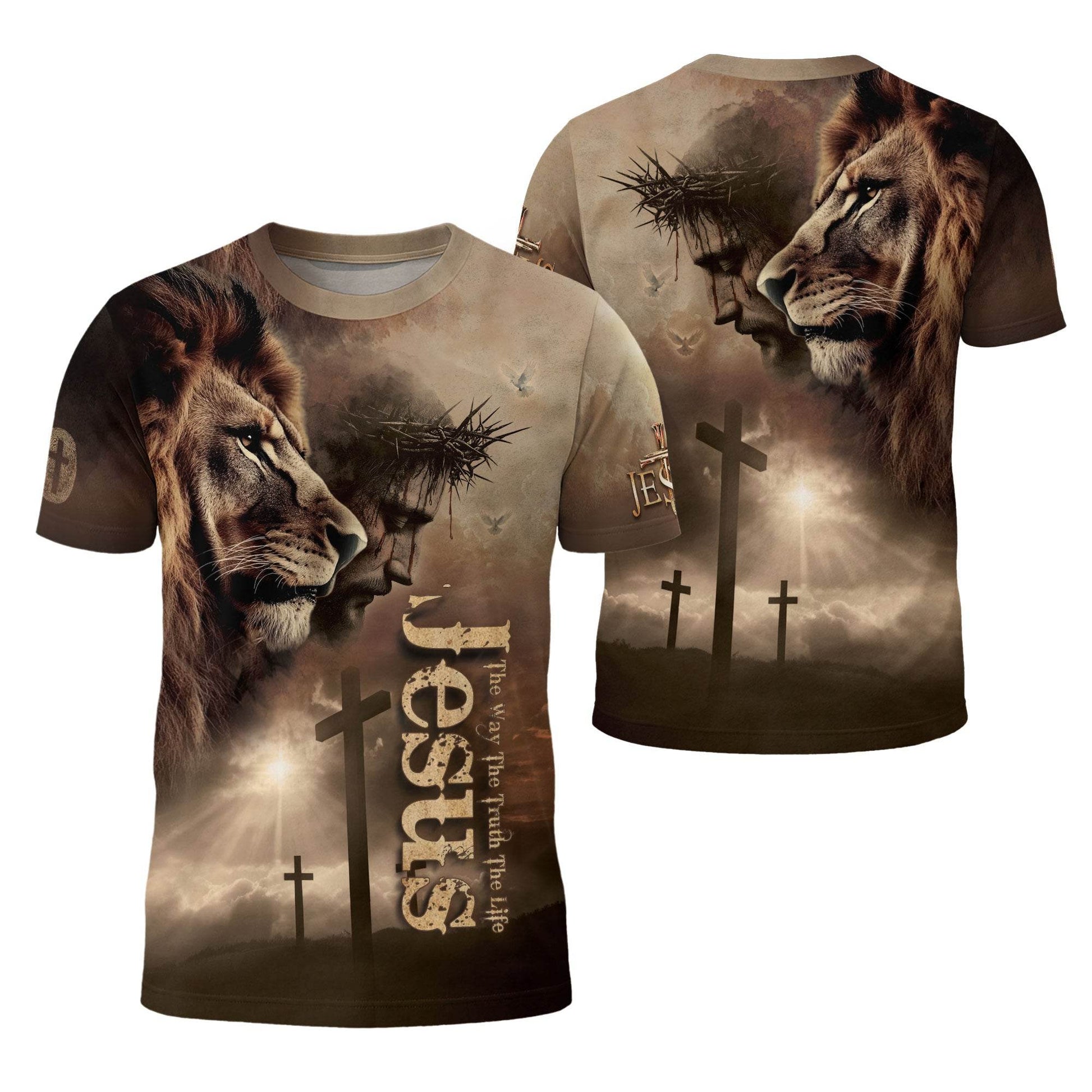 Jesus: The Way, The Truth, The Life | Faith-Driven Lion Design T-Shirt - Rust Field Wear