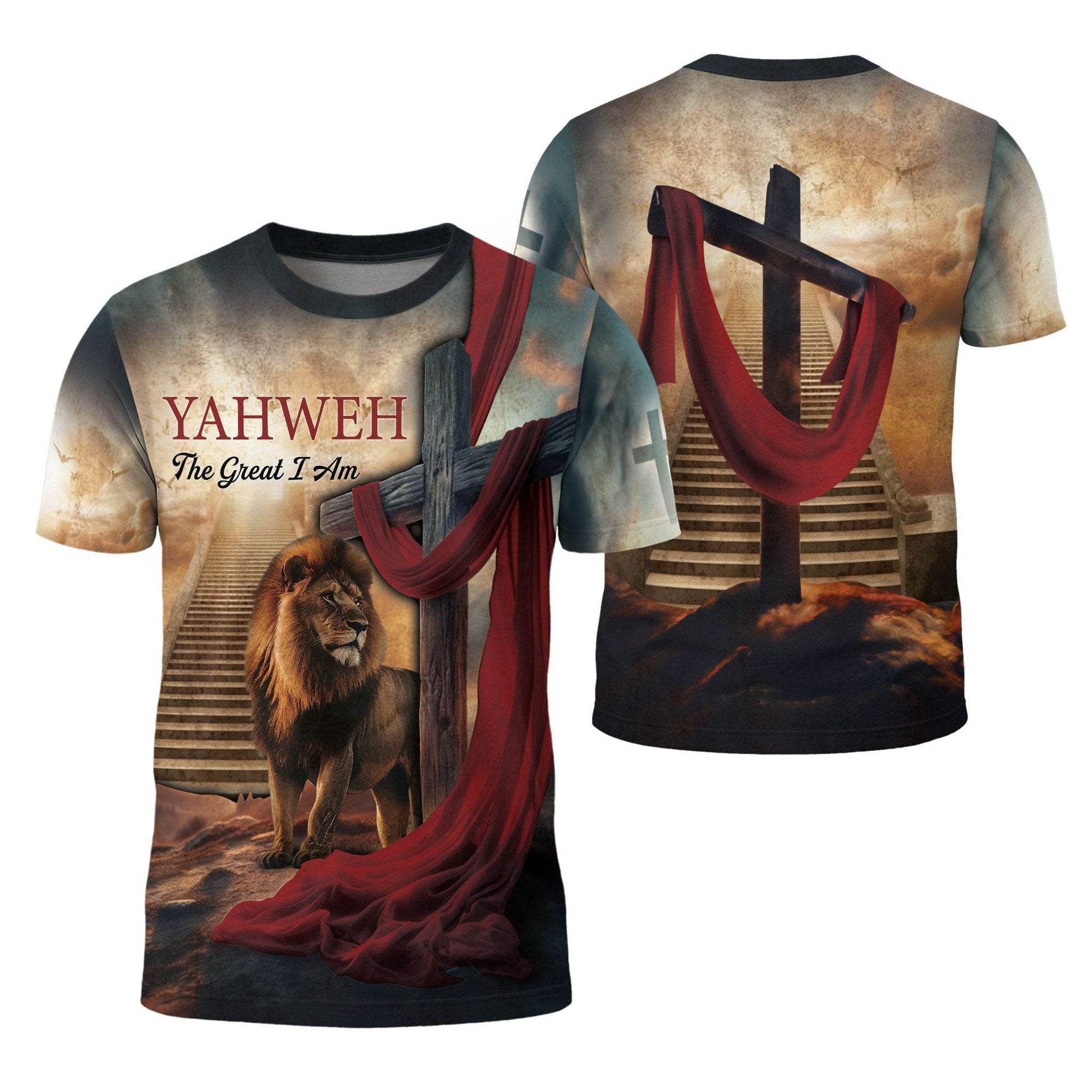 Yahweh & The Lion By The Cross T-Shirt - Rust Field Wear