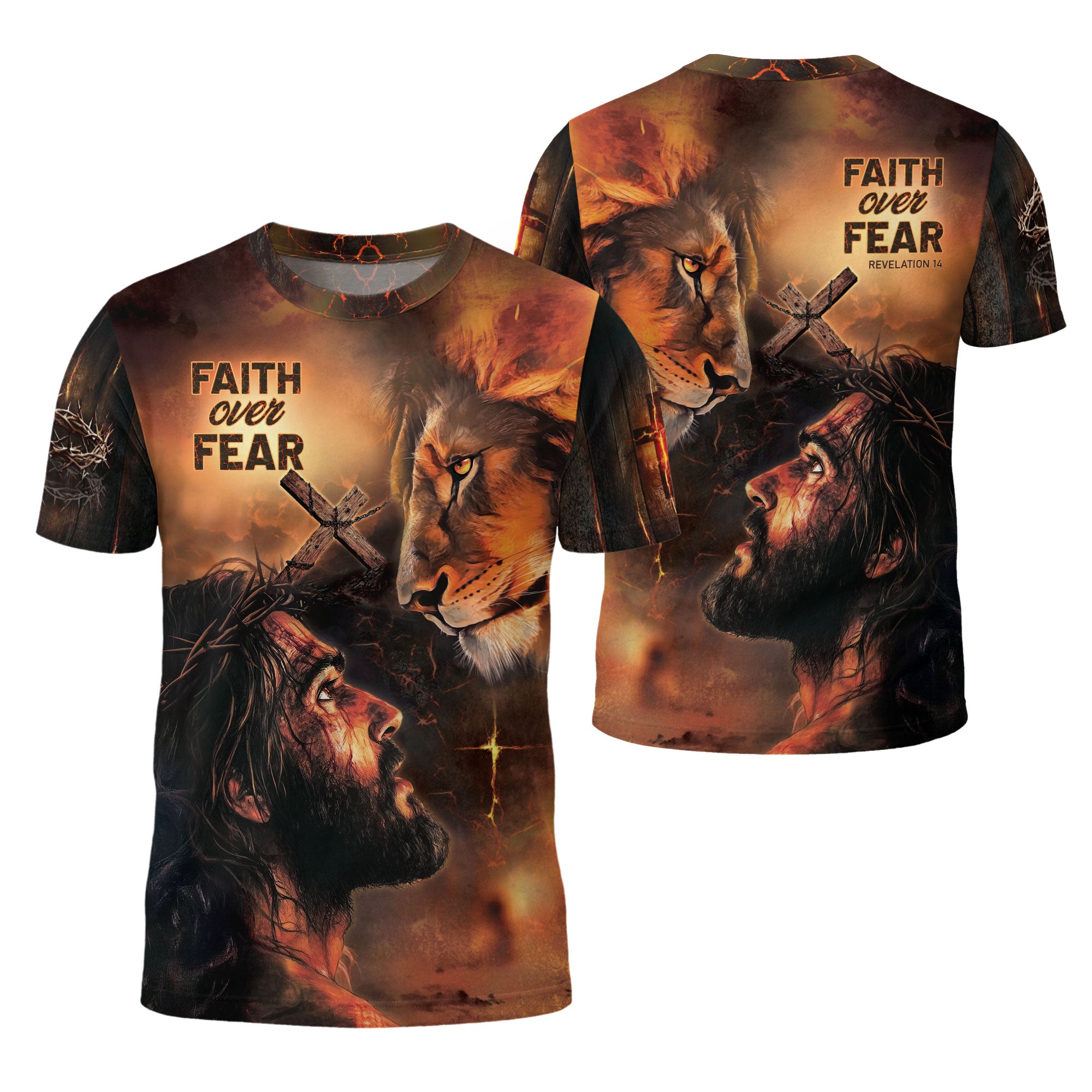 Faith Over Fear Shirt – Jesus, Lion Christian T-Shirt for Bold Believers