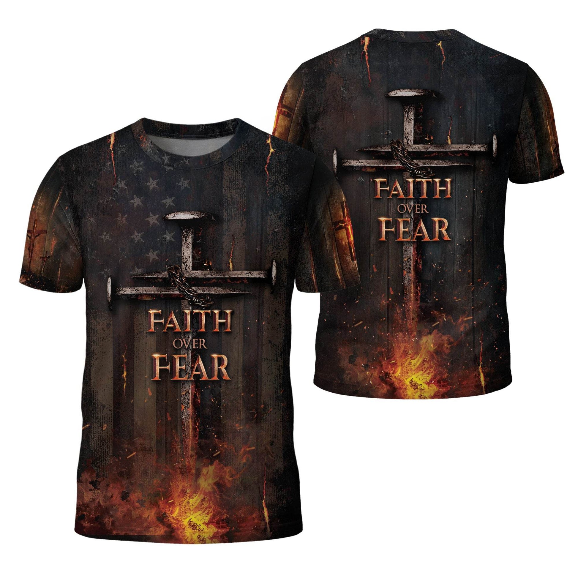 Faith Over Fear Patriotic T-Shirt - Rust Field Wear