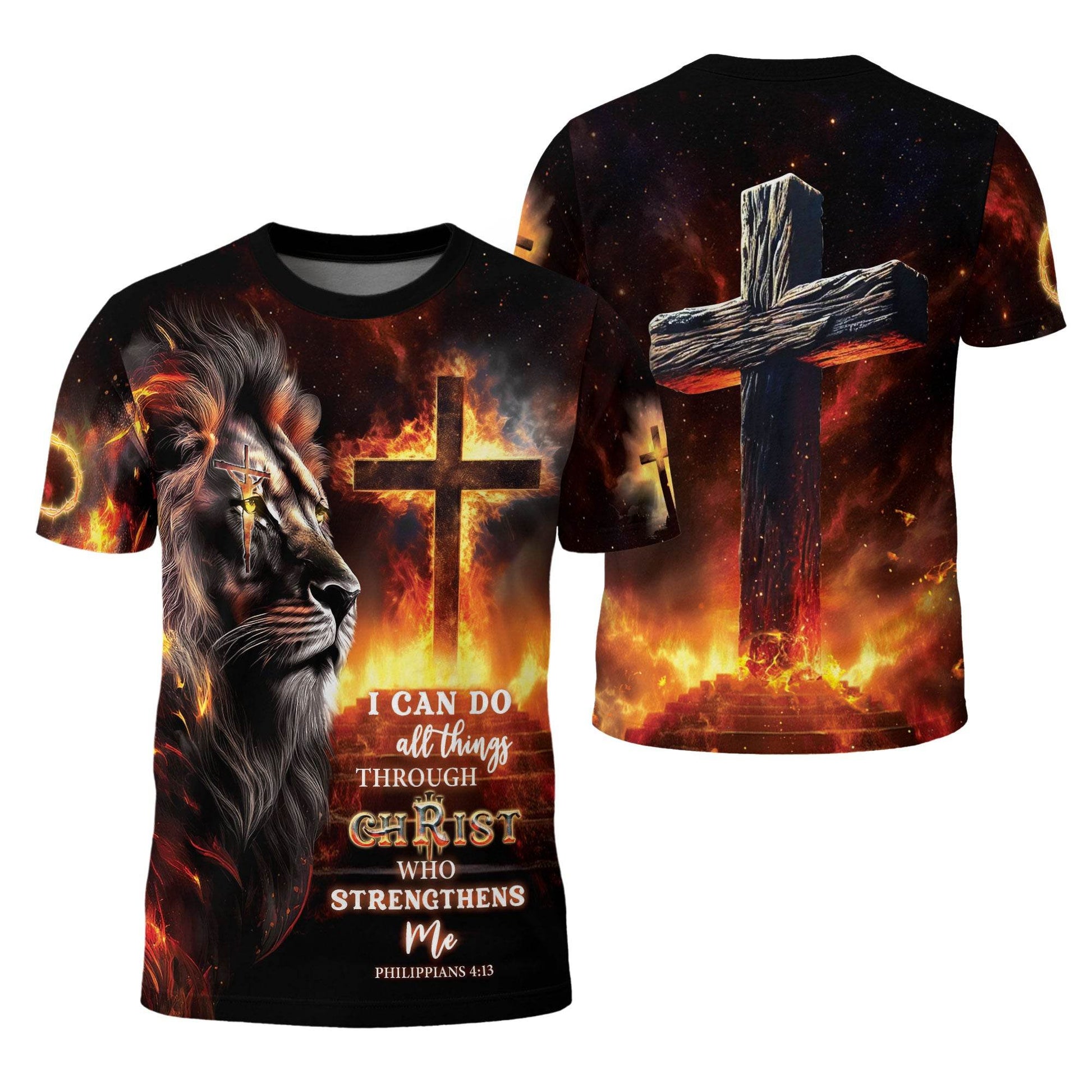 Crucified Lion & Fiery Cross Philippians 4:13 T-Shirt - Rust Field Wear