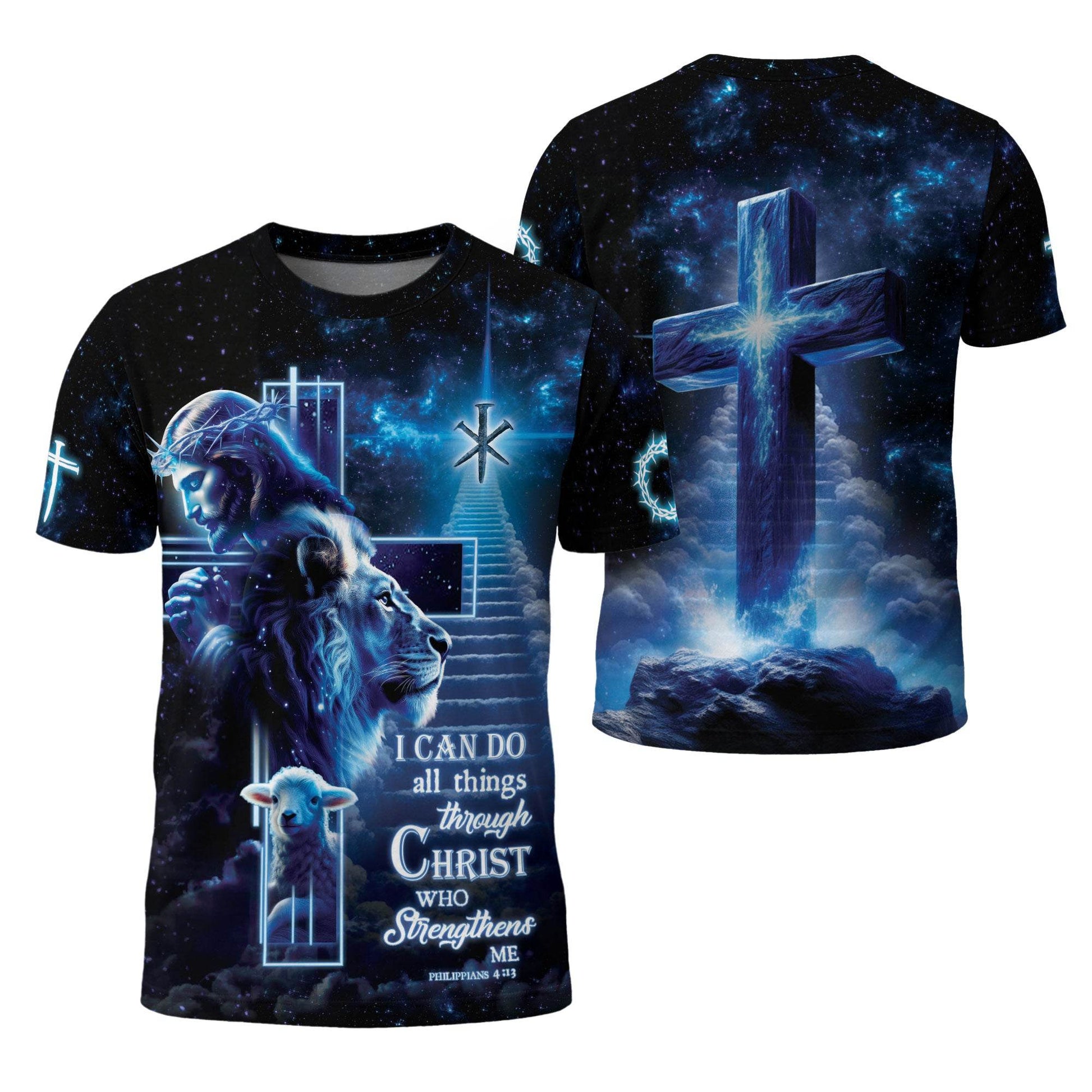 Christ Who Strengthens Me Cosmic Cross Christian Tshirt - Rust Field Wear