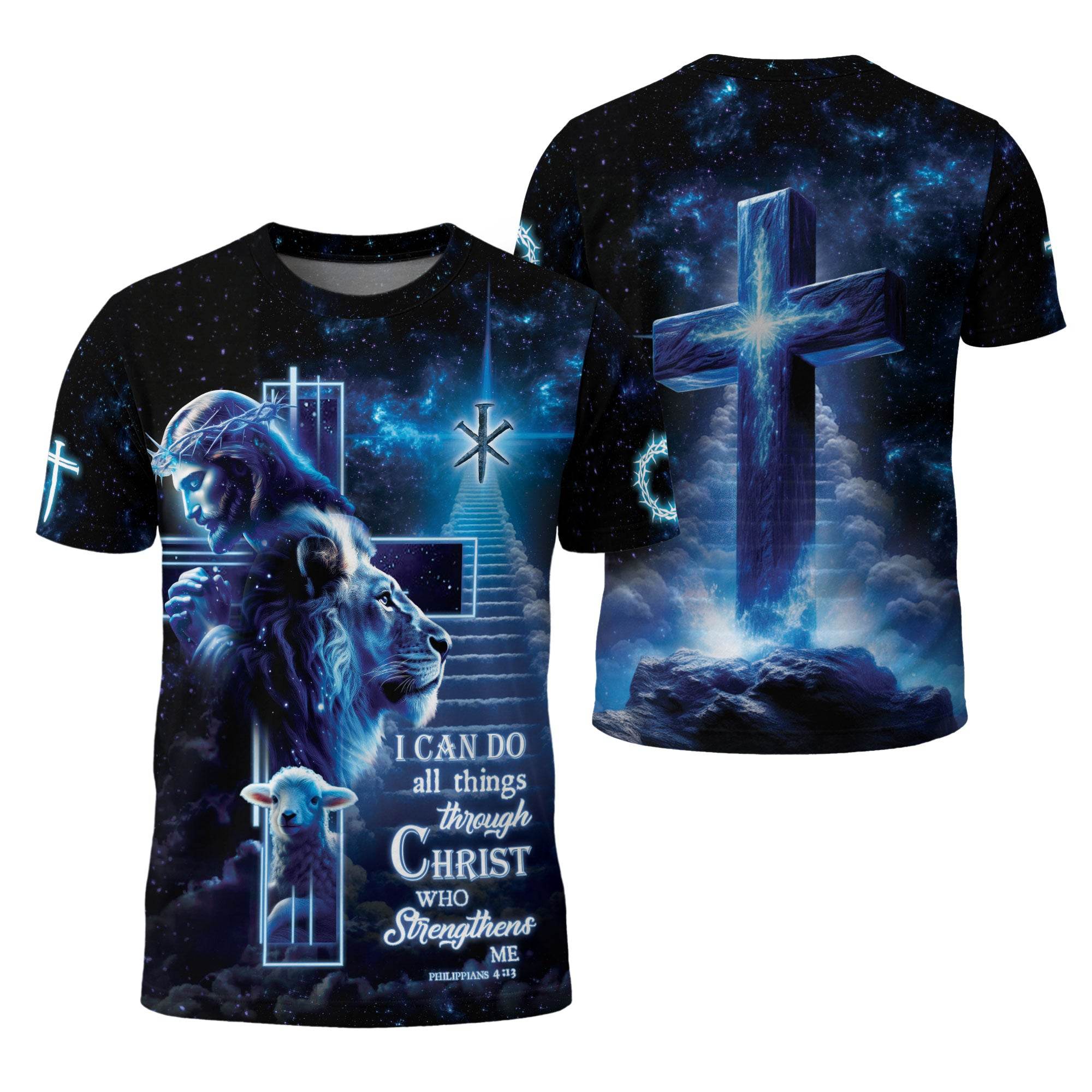 Christ Who Strengthens Me Cosmic Cross Christian Tshirt - Rust Field Wear