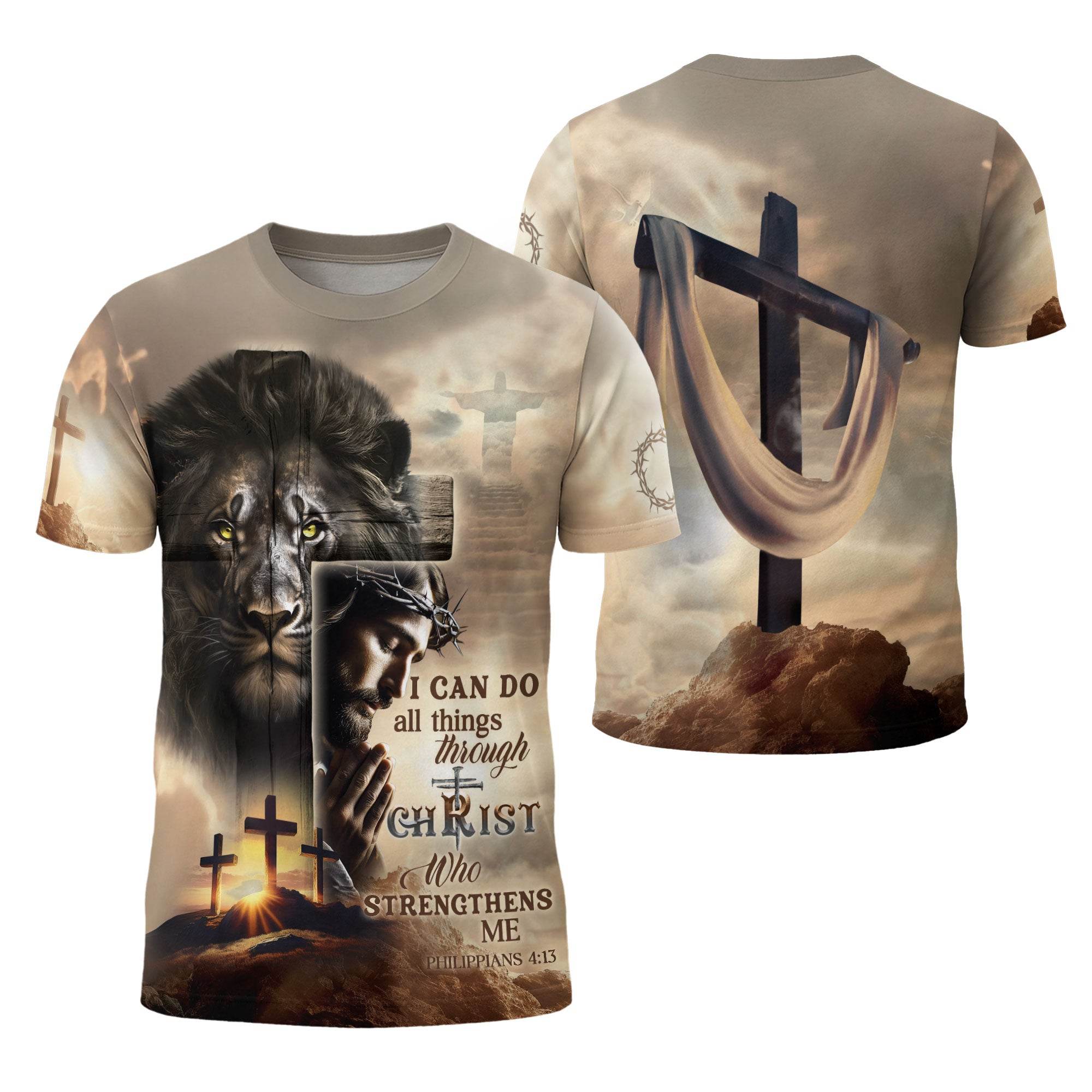 I Can Do All Things Through Christ Calvary Hills Faith T-Shirt - Rust Field Wear