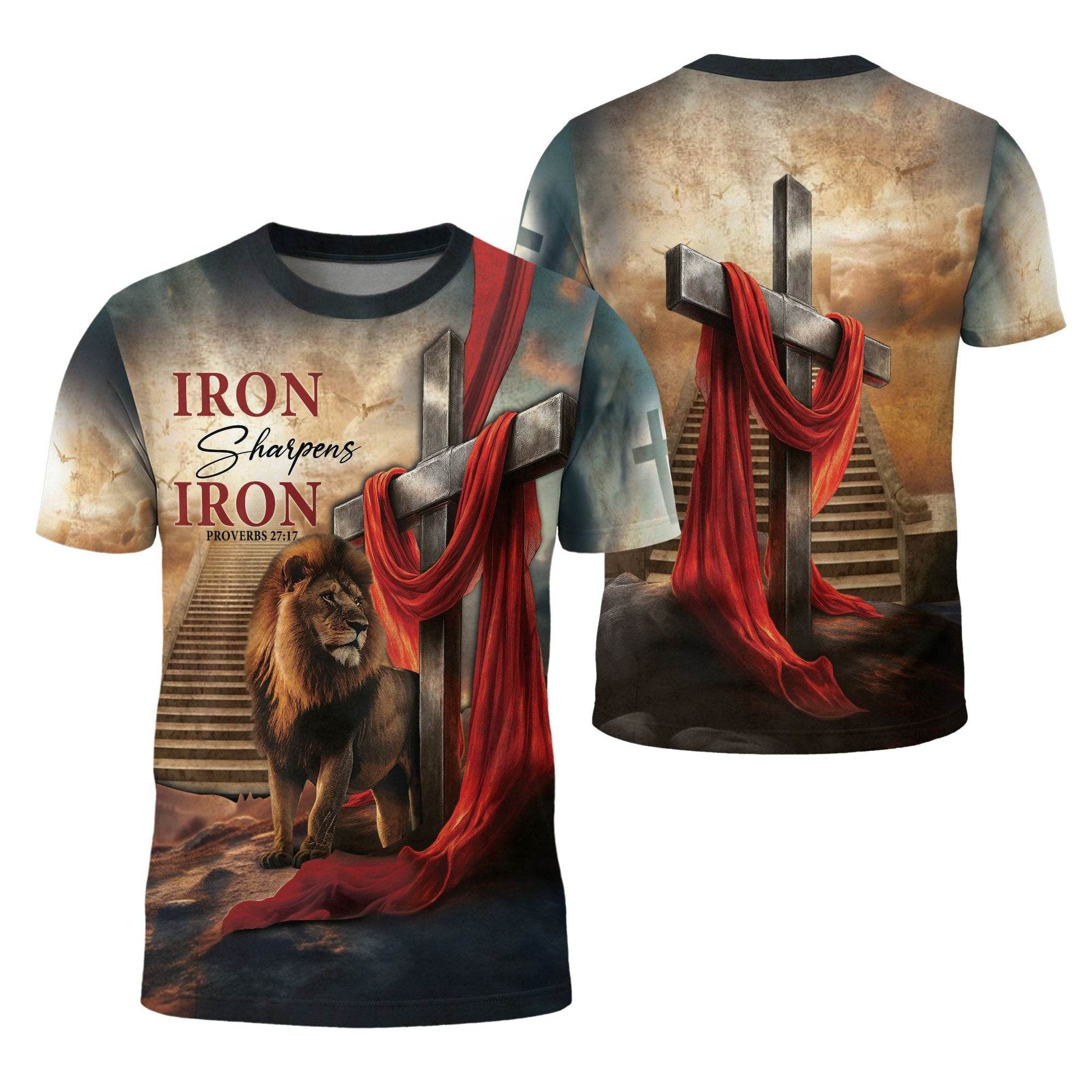Iron Sharpens Iron Lion Cross Heaven Stairs T-Shirt - Rust Field Wear