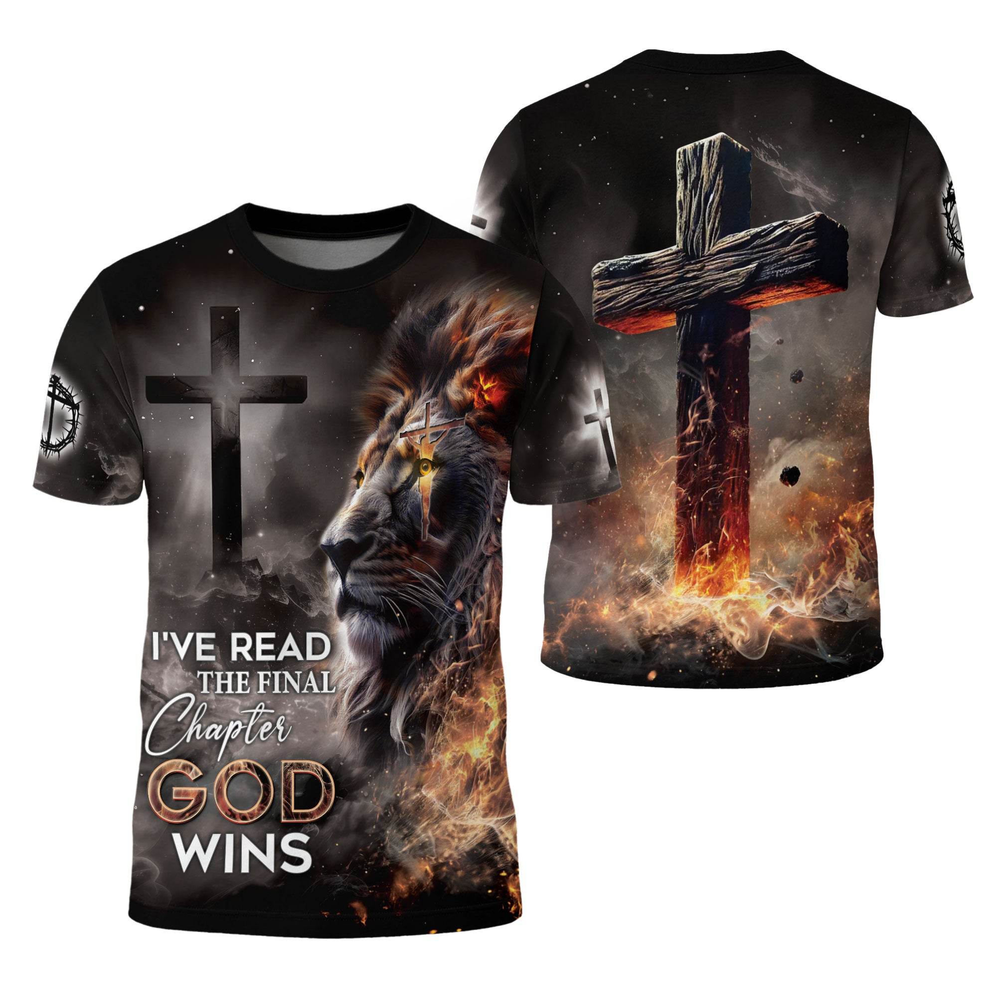 I've Read The Final Chapter God Wins Christian Faith Cross Lion T-Shirt - Rust Field Wear