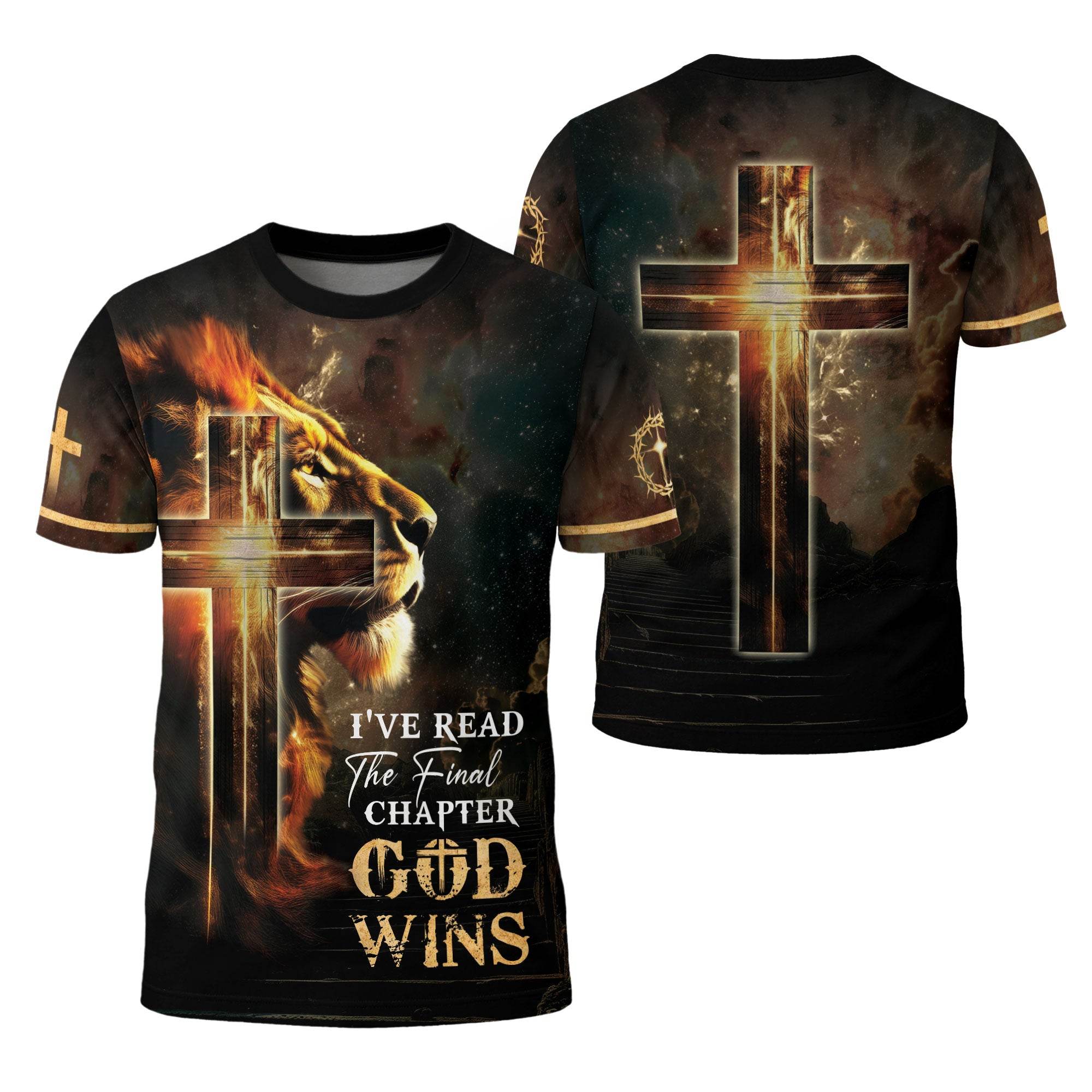 I’ve Read The Final Chapter God Wins Lion Faith Cross T-Shirt - Rust Field Wear