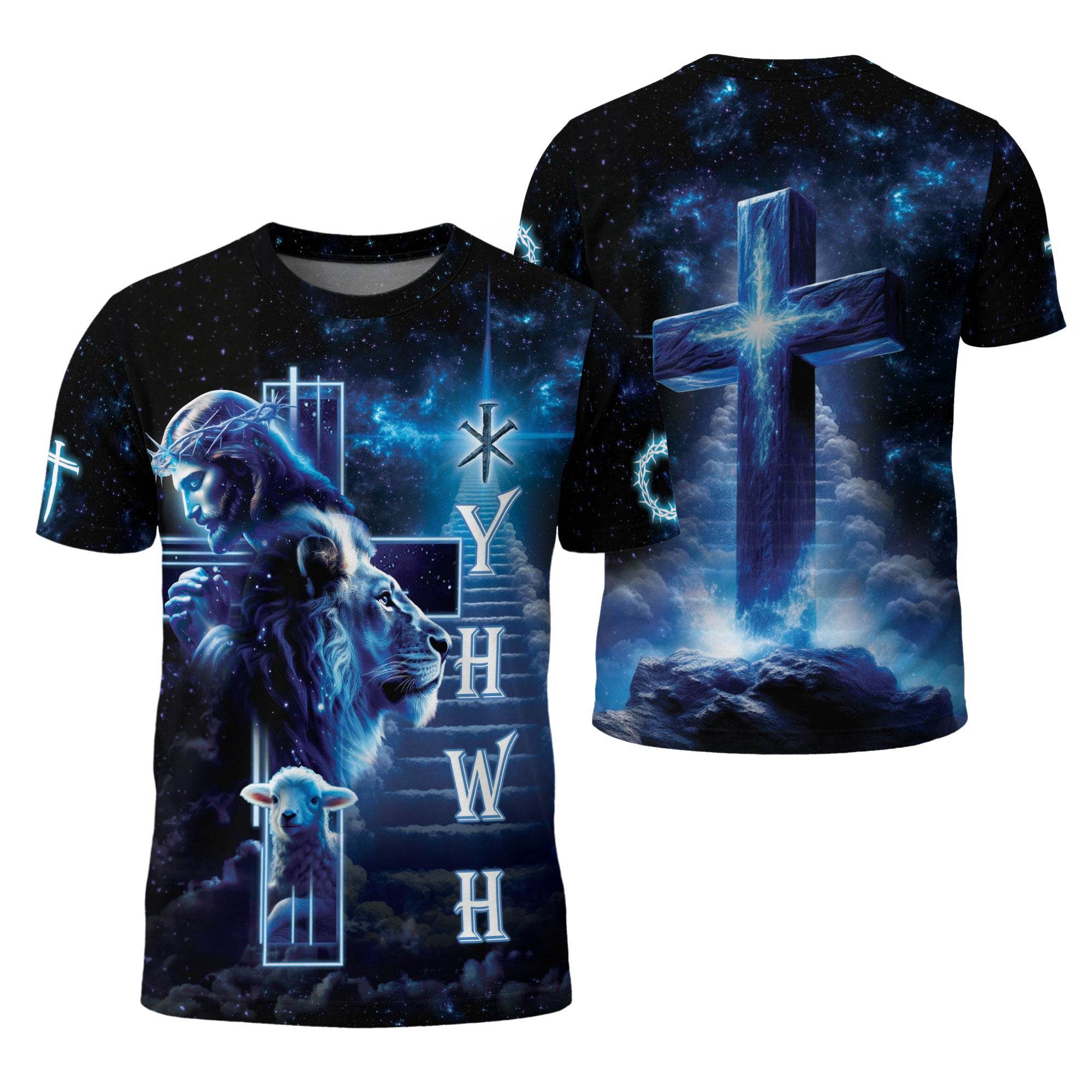 YHWH Jesus Lion & Lamb Stairway to Heaven Christian T-Shirt - Rust Field Wear
