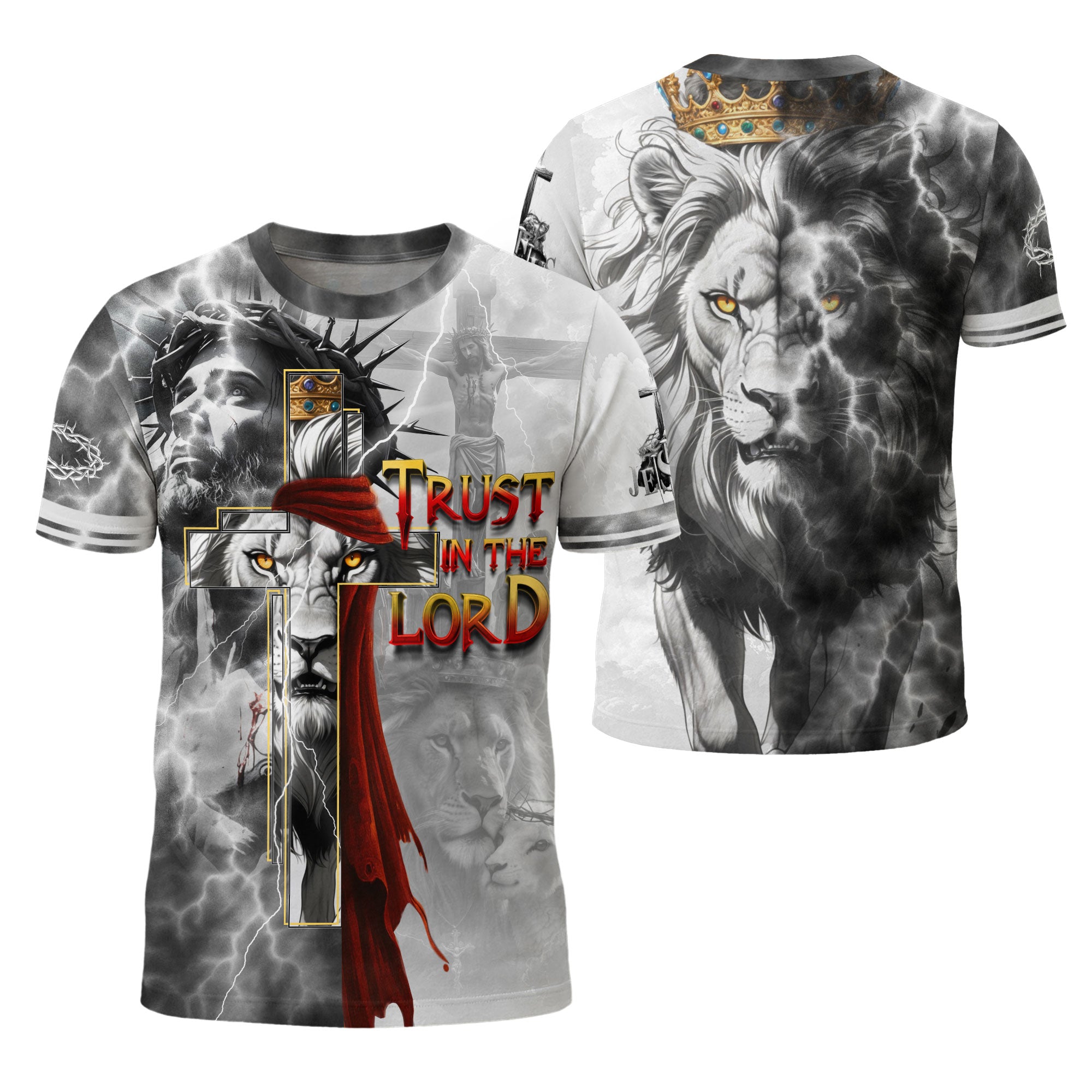 Trust In The Lord Jesus Cross Lion Crown Christian Faith T-Shirt