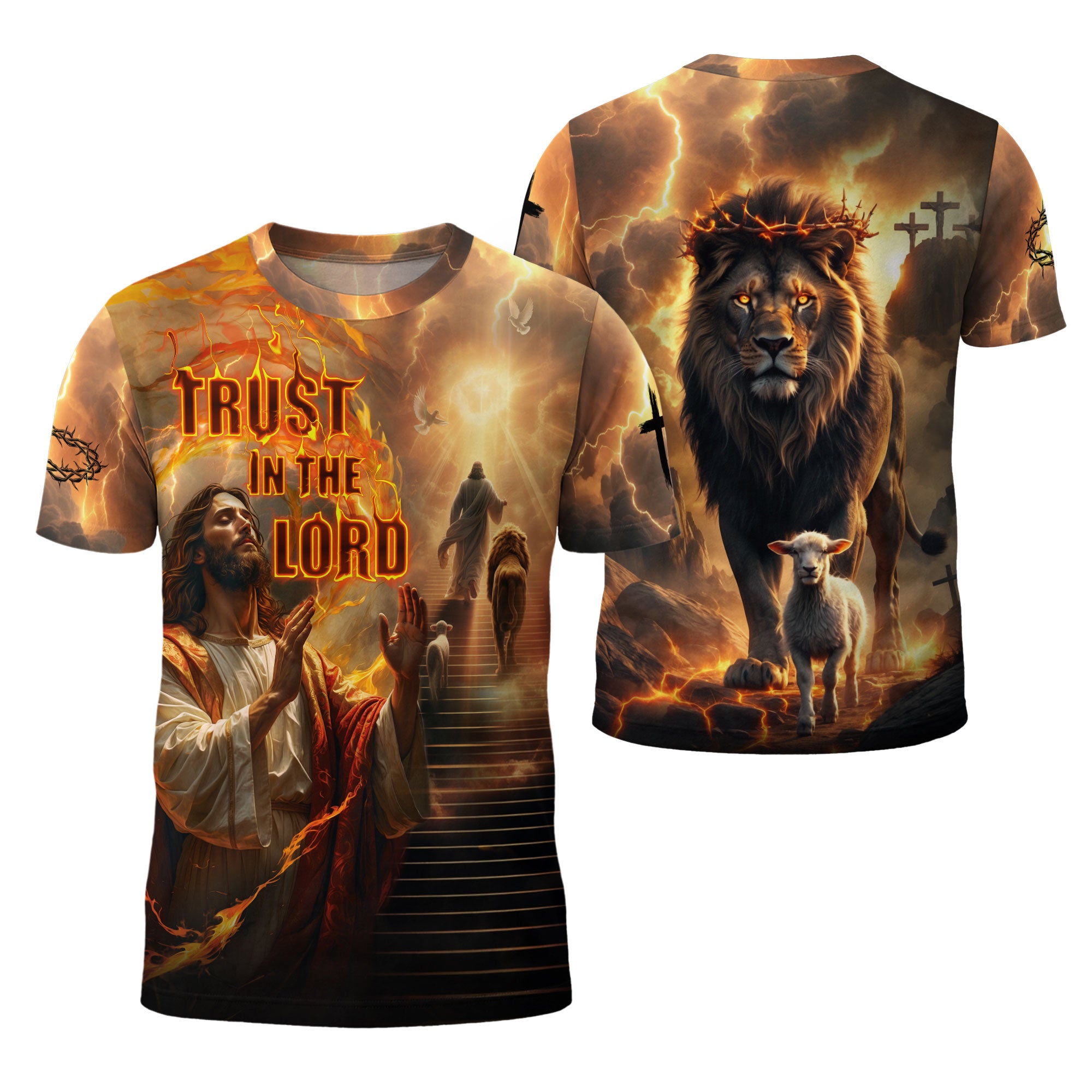 Trust In The Lord Jesus Ascension Lion and Lamb Christian T-Shirt