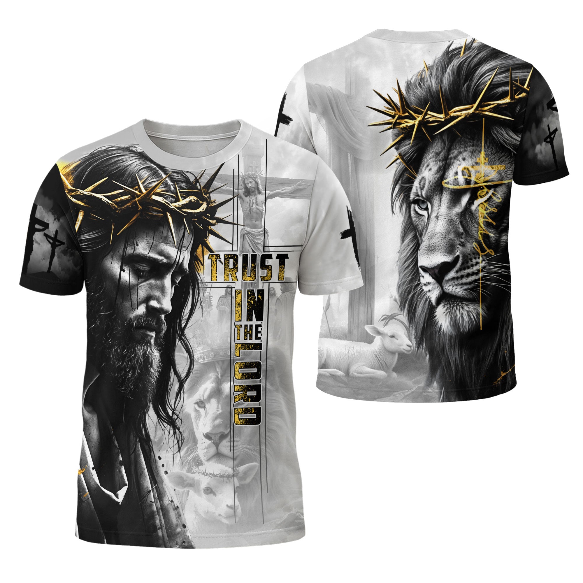 Trust In The Lord Crown of Thorns Lion and Lamb Christian T-Shirt