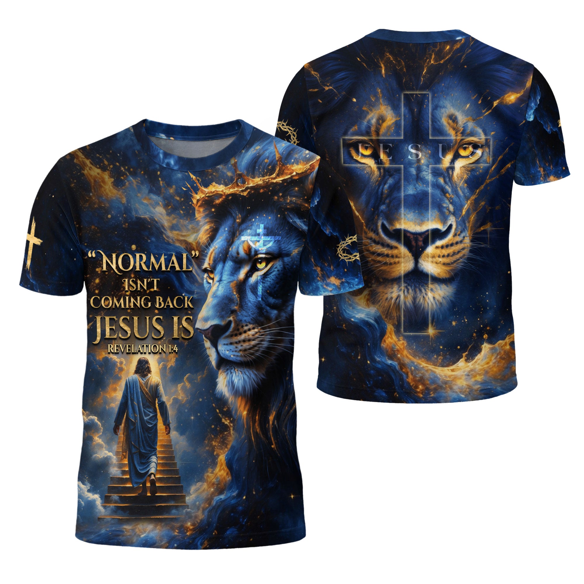 Revelation Blue Lion “Jesus Is Coming Back” Christian T-Shirt