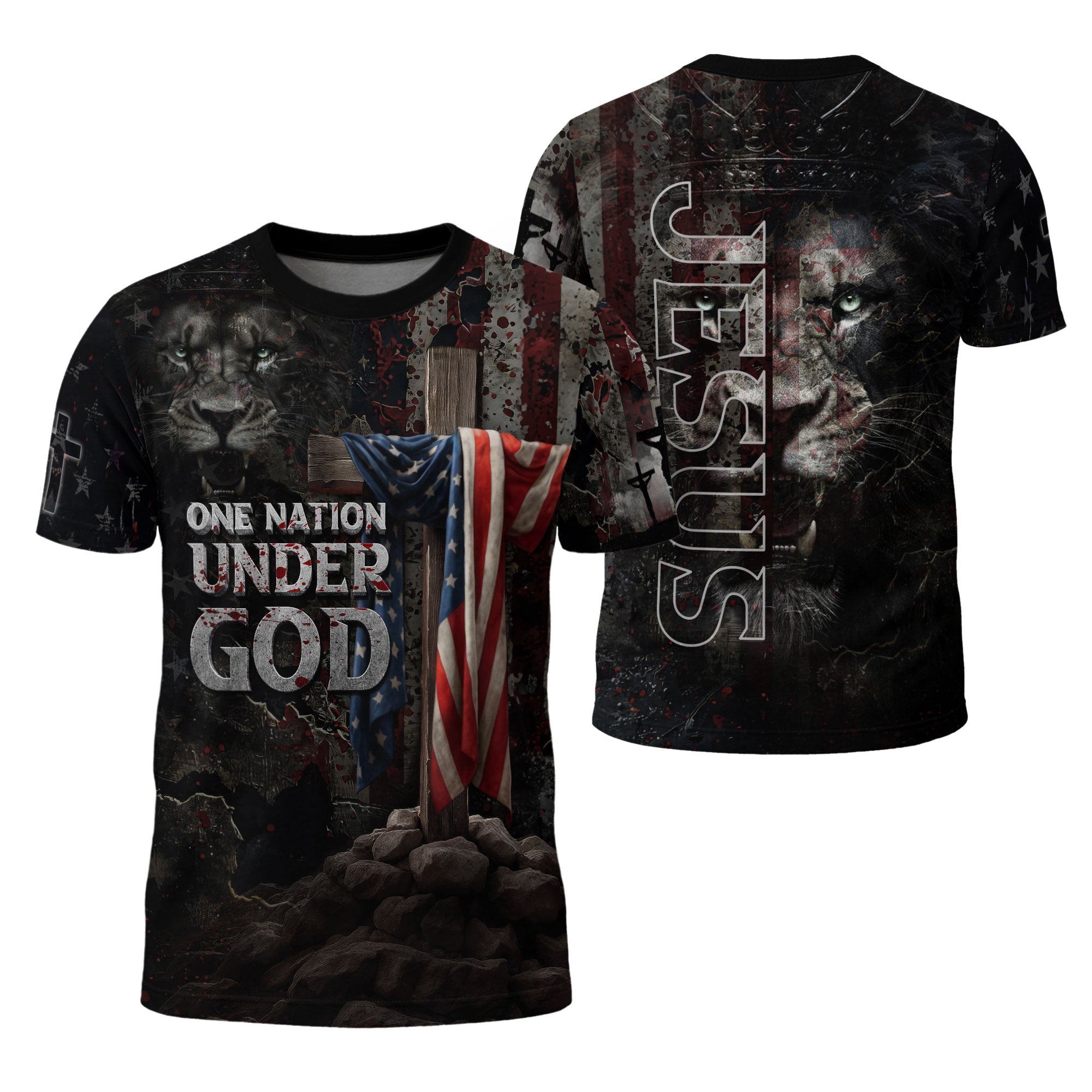 One Nation Under God Lion & Cross T-Shirt