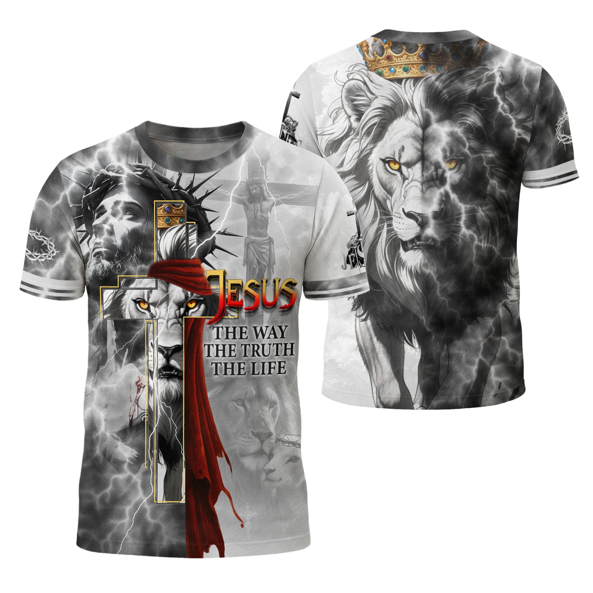 Jesus The Way The Truth The Life Lion Crown Christian T-Shirt