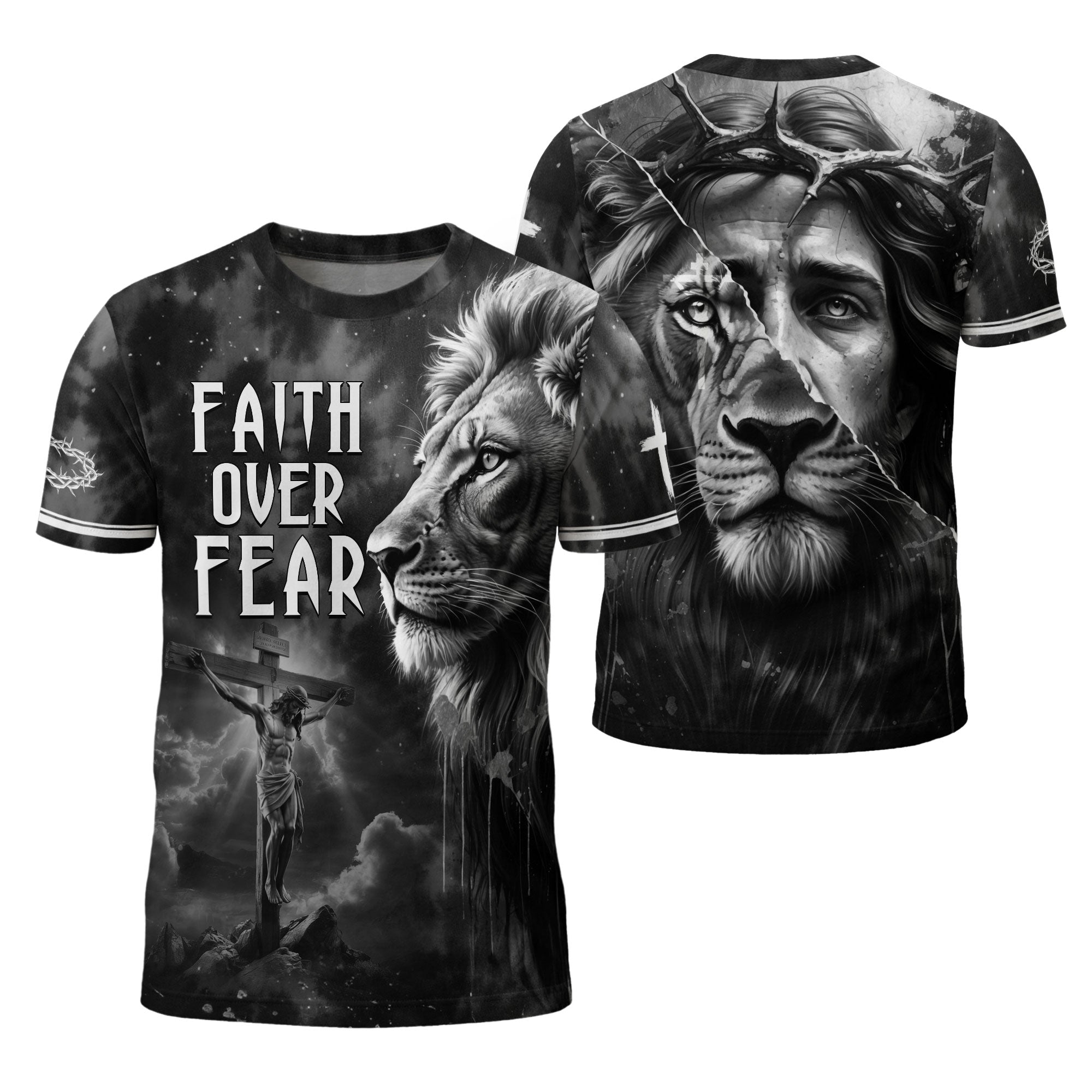 Faith Over Fear Lion of Judah Jesus Christian T-Shirt