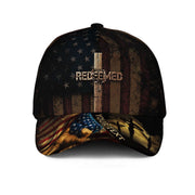 REDEEMED American Flag Cross Cap – Personalized Christian Hat - Rust Field Wear