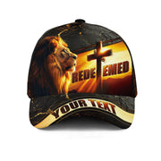 REDEEMED – Lion & Cross Sunset Christian Customized Hat - Rust Field Wear