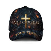 Faith Over Fear Hat – Custom Christian Cap with Gold Cross - Rust Field Wear
