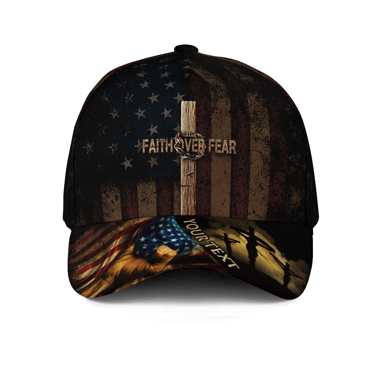 Custom Faith Over Fear American Flag Hat