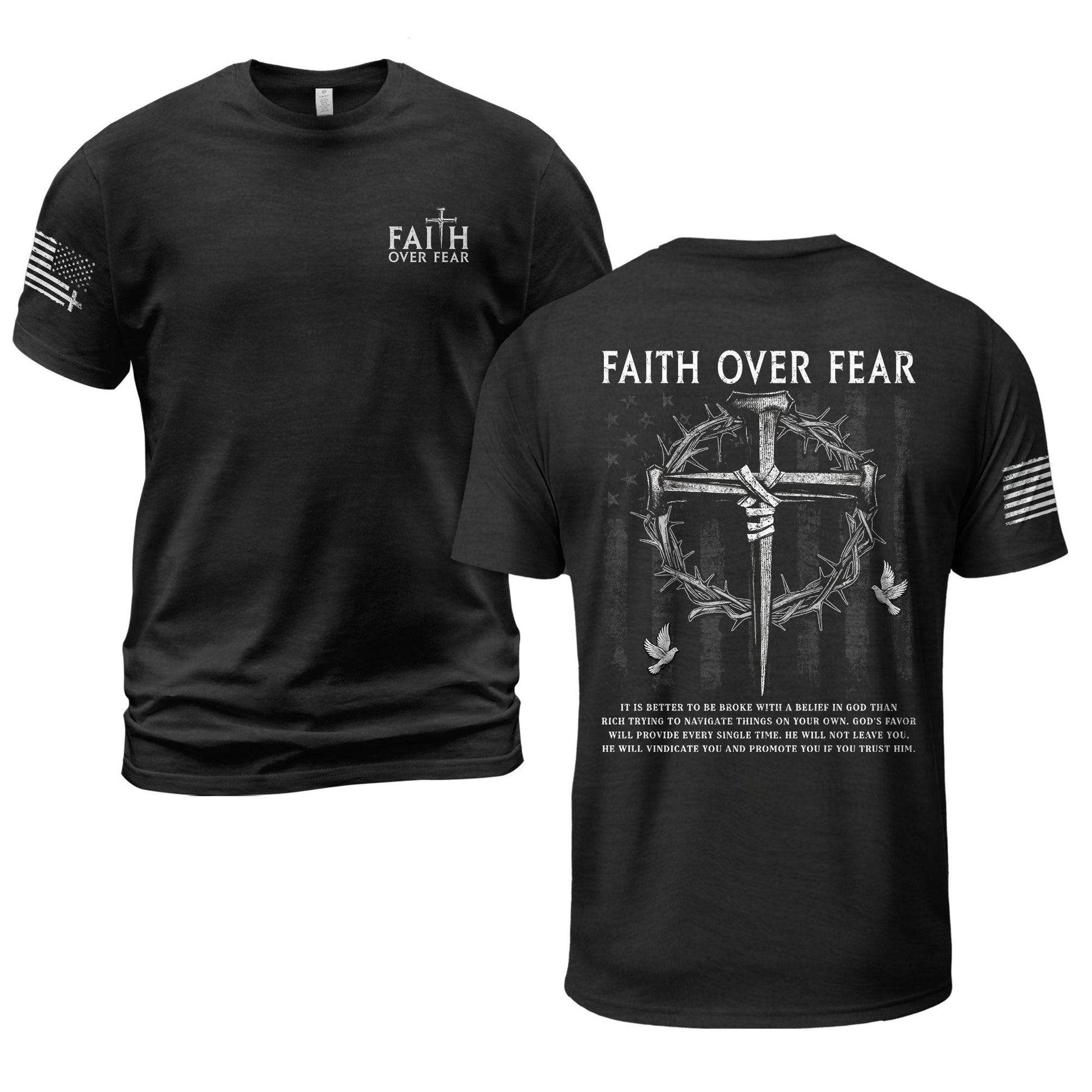 Faith Over Fear Cross Crown of Thorns Christian T-Shirt - Rust Field Wear