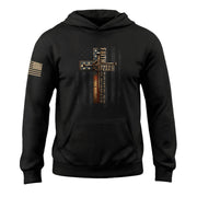 Faith Over Fear American Flag Cross & Crown Hoodie - Rust Field Wear