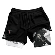 Faith Over Fear Christian Gym Shorts for Men Jesus Cross Design - Rust Field Wear