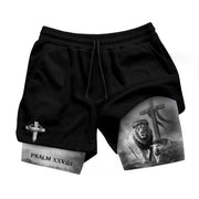 Psalm 27:1 Lion and Lamb Christian Gym Shorts Faith Over Fear