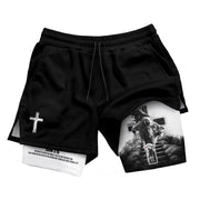 Jesus Cross Christian Shorts for Men John 3:16 Bible Verse - Rust Field Wear