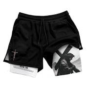 John 3:16 Christian Gym Shorts for Men with Liner Jesus Cross Design Religious - Rust Field Wear