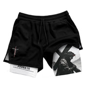 Joshua 1:9 Jesus Carrying Cross Christian Gym Shorts Faith Strength - Rust Field Wear