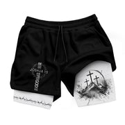 Joshua 1:9 Three Crosses Christian Gym Shorts Faith Over Fear