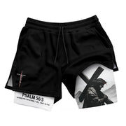 Psalm 56:3 Jesus Carrying the Cross Christian Gym Shorts - Rust Field Wear