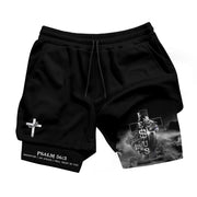 Psalm 56:3 Christian Gym Shorts for Men Jesus Cross Lion Design