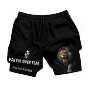 Psalm 27:1 Faith Over Fear Christian Mens Athletic Shorts Roaring Lion Scripture Art