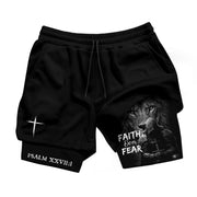 Psalm 27:1 Faith Over Fear Christian Mens Gym Shorts Lion Knight Bible Verse Design