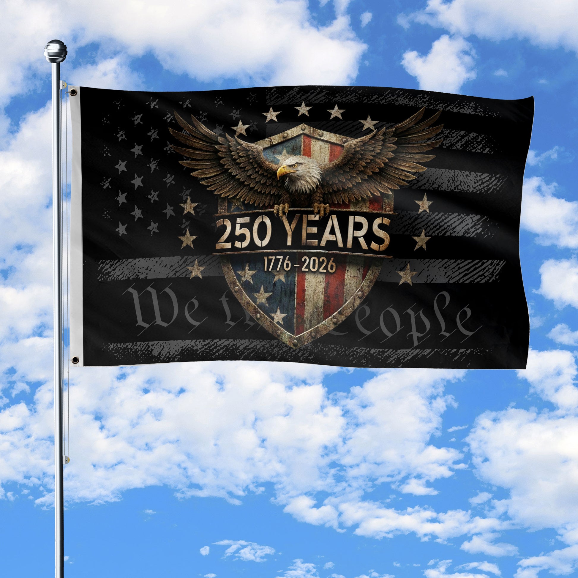 USA 250th Anniversary Flag 1776-2026 American Flag Eagle Patriotic - Rust Field Wear