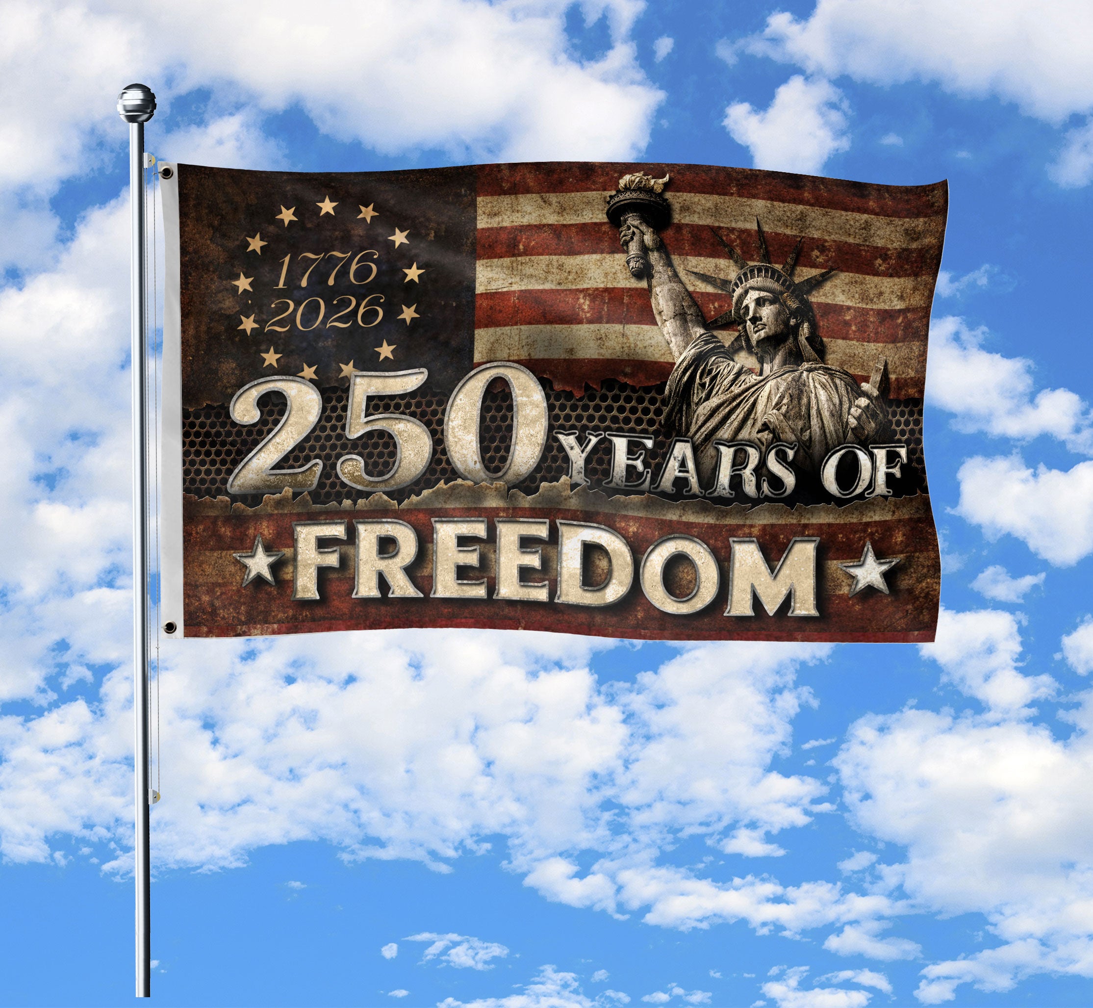 250 Years of Freedom Flag 1776–2026 – Double-Sided Patriotic American Décor