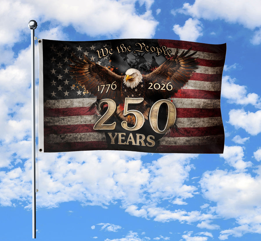 We The People 250 Years Flag 1776–2026 – Eagle Patriotic American Décor 3x5ft