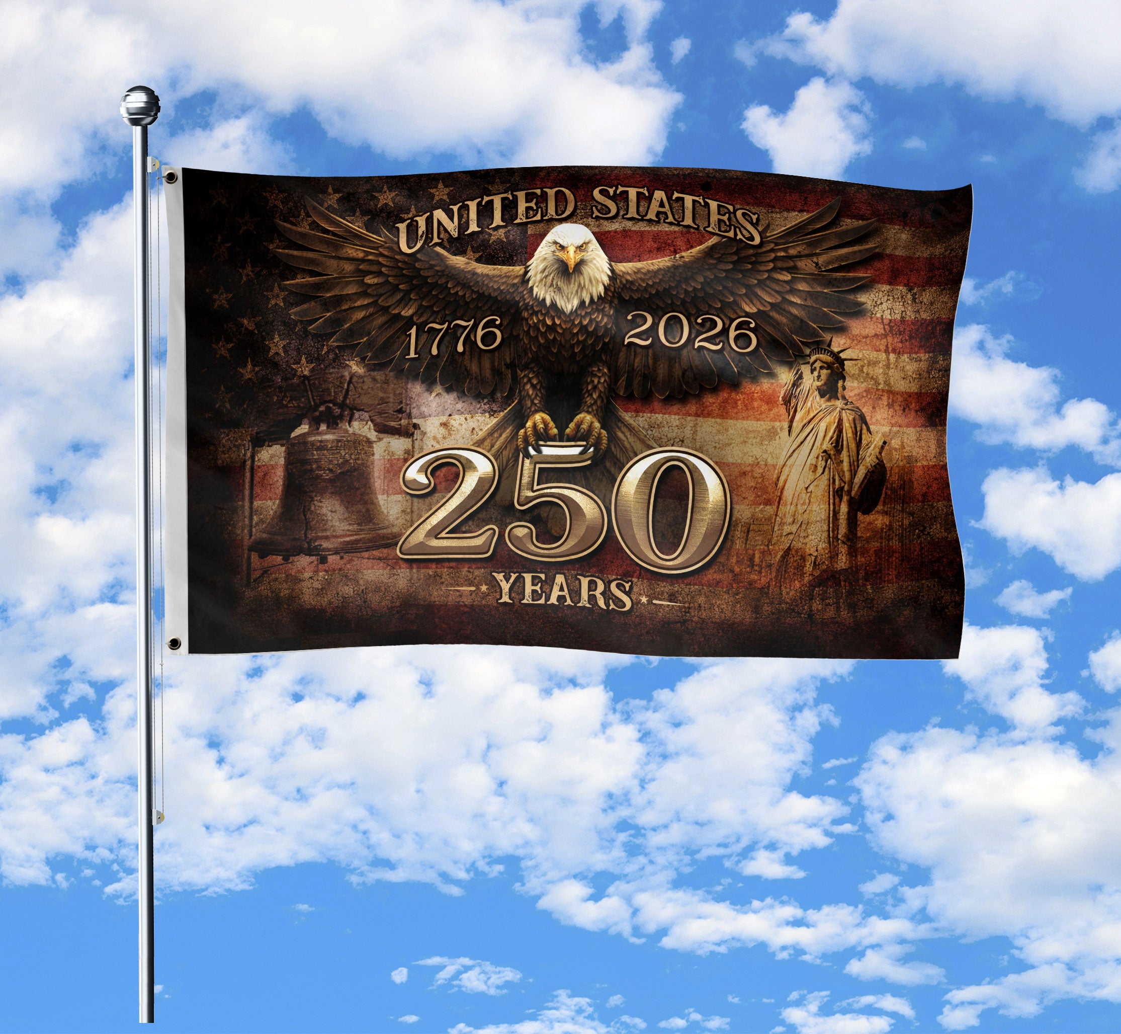 United States 250 Years Flag 1776–2026 – Eagle Patriotic American Décor