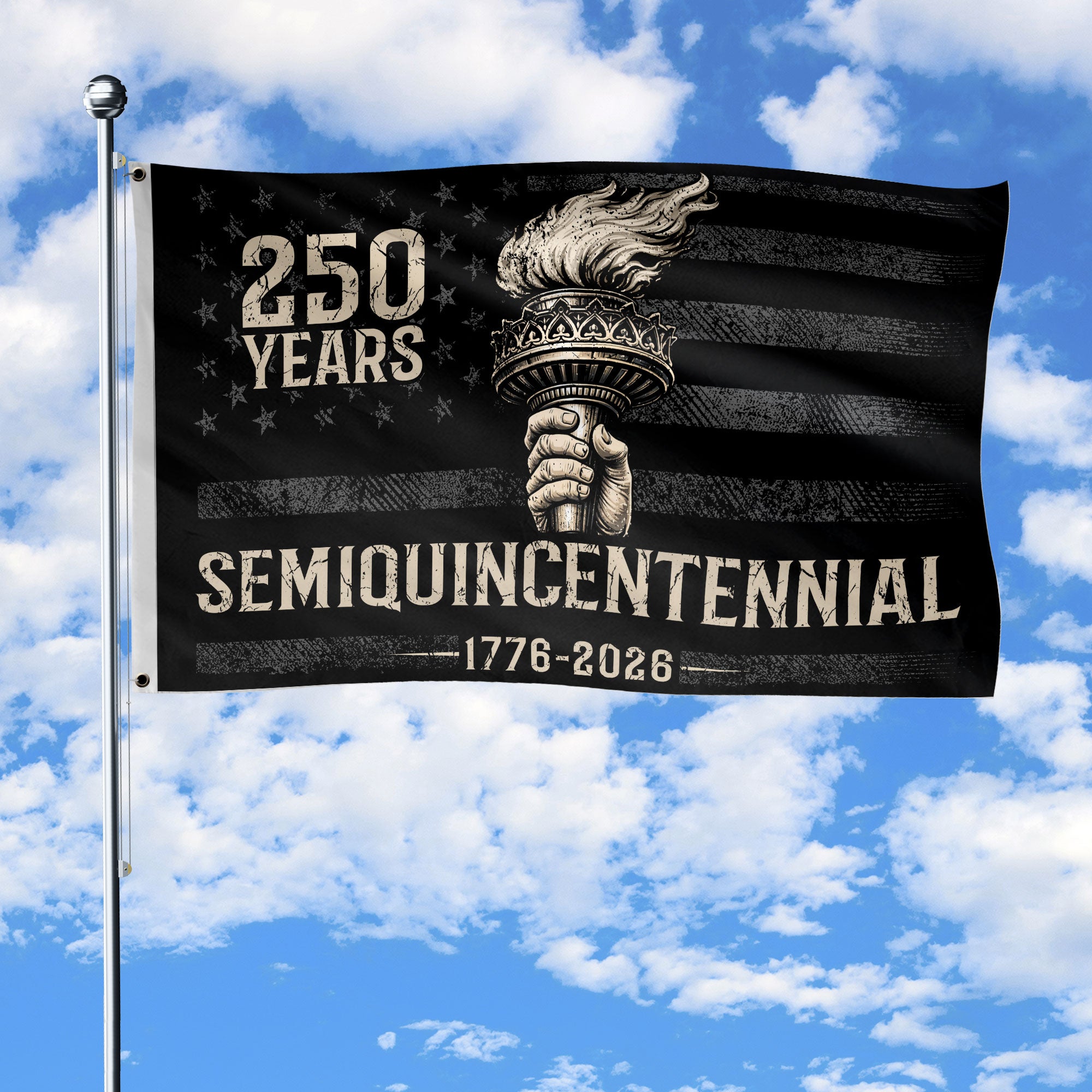 USA 250th Anniversary Semiquincentennial Flag 1776-2026 Liberty Torch Patriotic