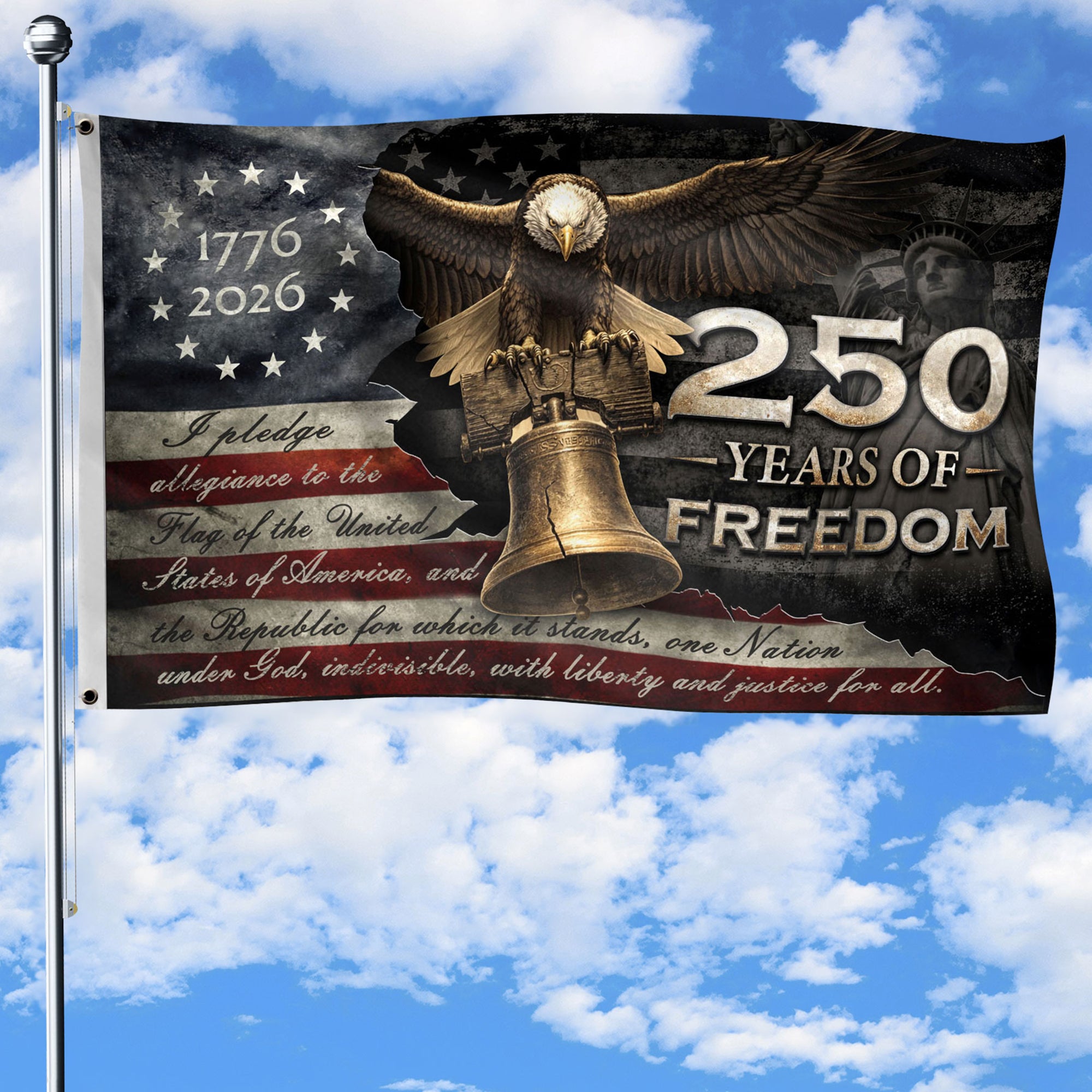 250 Years of Freedom Double-Sided House Flag 1776–2026 – Patriotic American Décor
