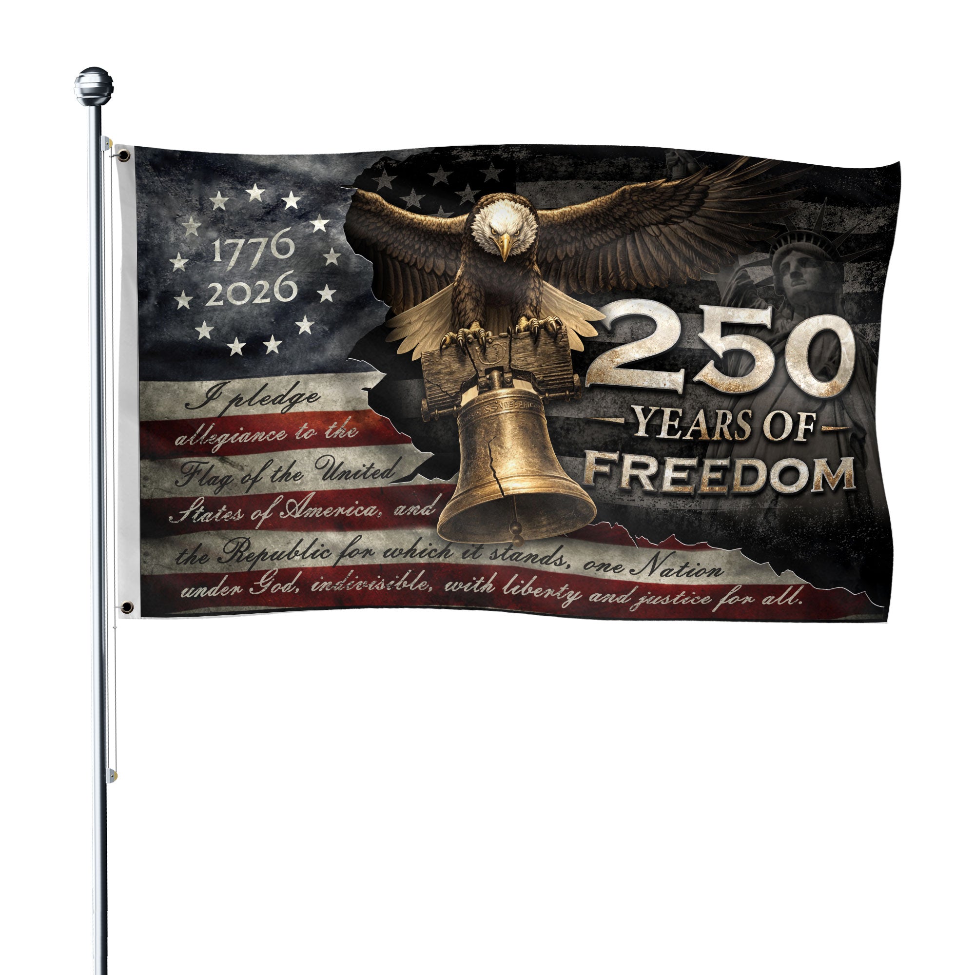 250 Years of Freedom Semiquincentennial Double-Sided House Flag 1776–2026 – Patriotic American Décor