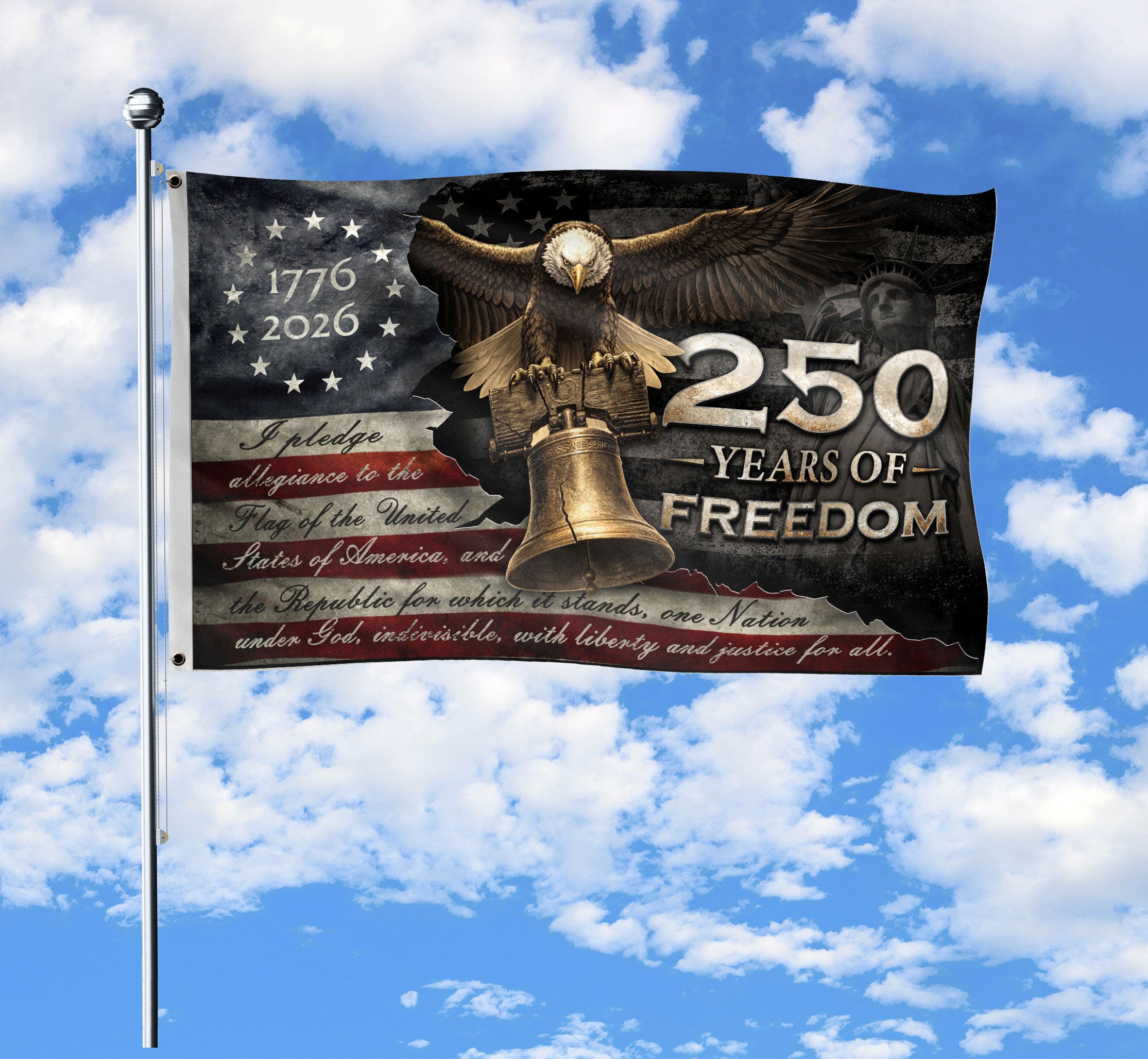 250 Years of Freedom Double-Sided House Flag 1776–2026 – Patriotic American Décor