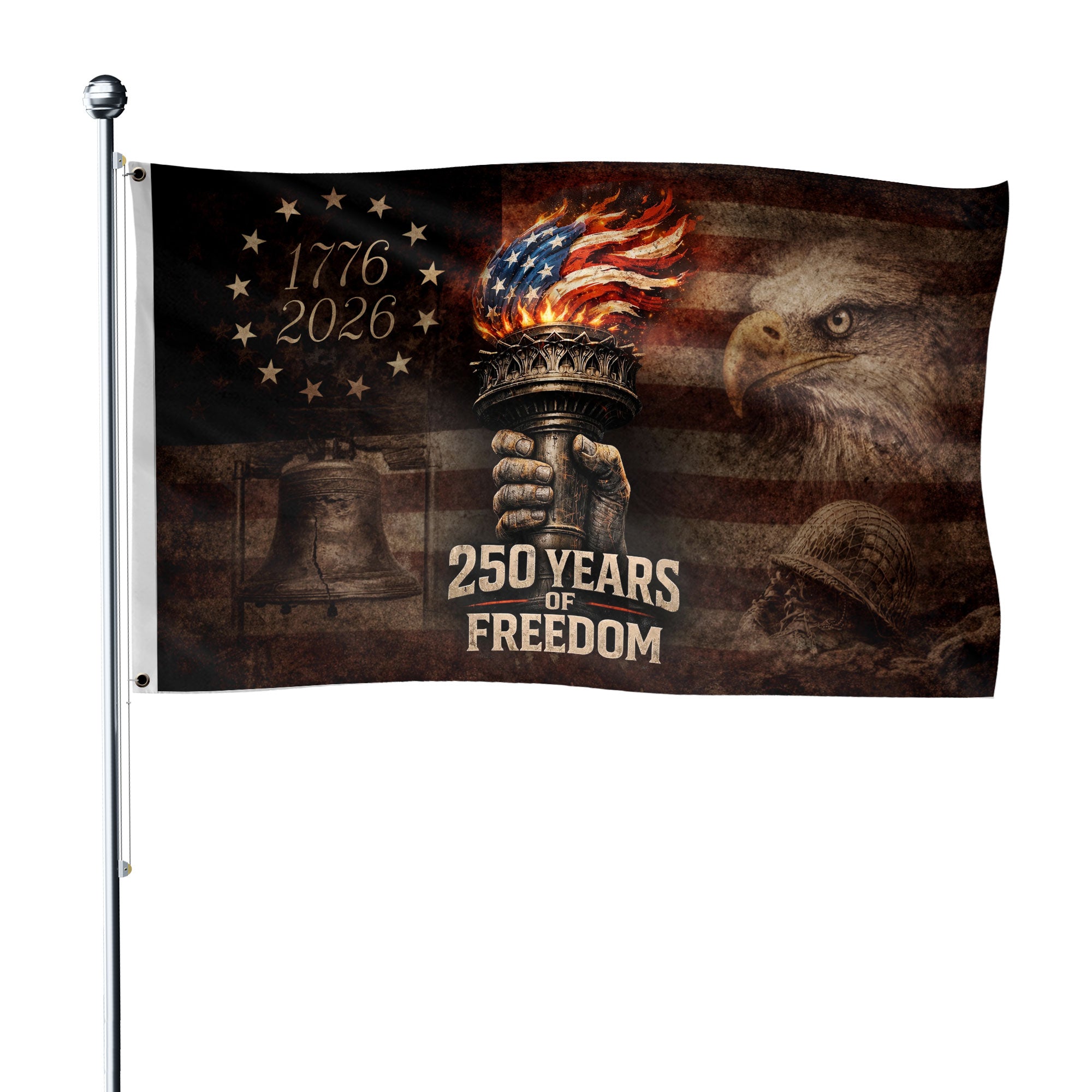 Semiquincentennial House Flag – 250 Years of Freedom Double-Sided Patriotic Décor with Eagle Design 1776–2026