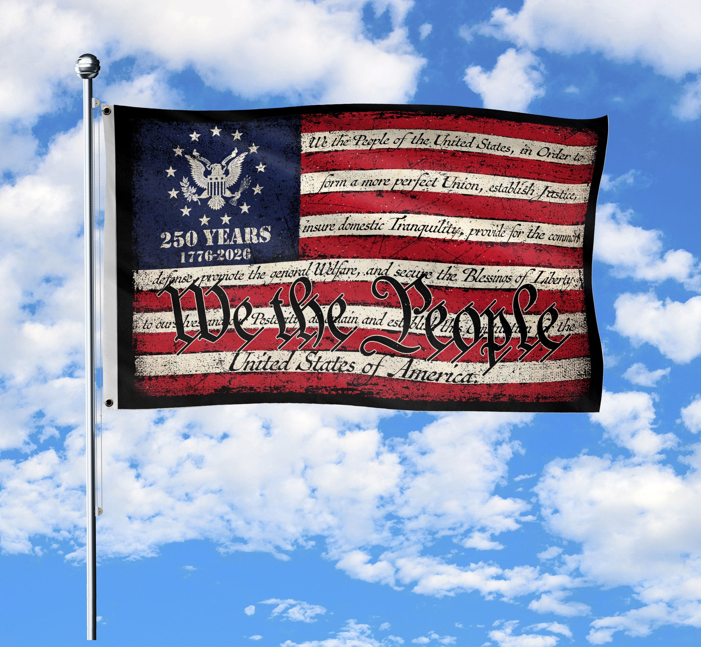 We The People Semiquincentennial Double-Sided House Flag – 250 Years of Freedom Patriotic American Décor 1776–2026