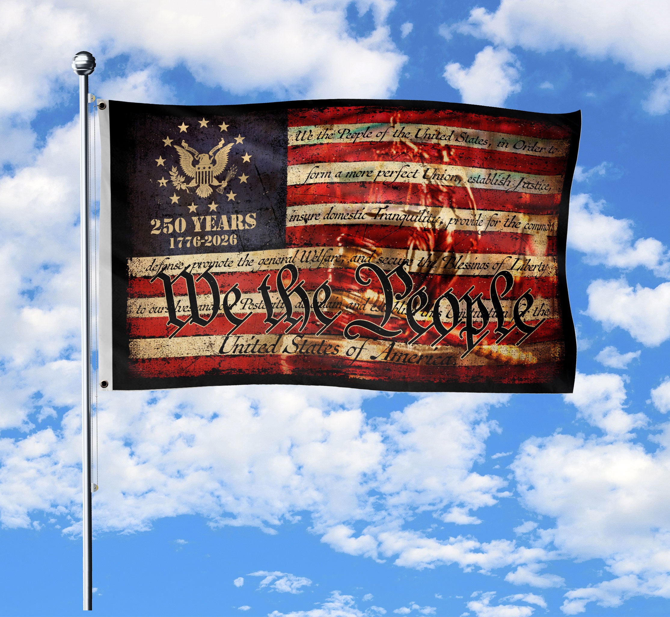 We The People Semiquincentennial House Flag – Double-Sided Patriotic Décor Celebrating 250 Years of Freedom 1776–2026
