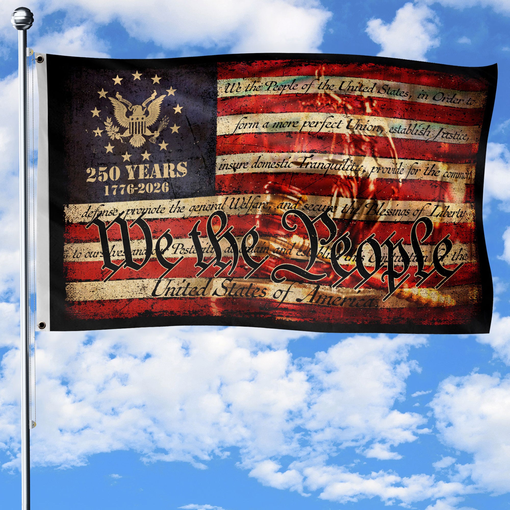 We The People House Flag – Double-Sided Patriotic Décor Celebrating 250 Years of Freedom 1776–2026
